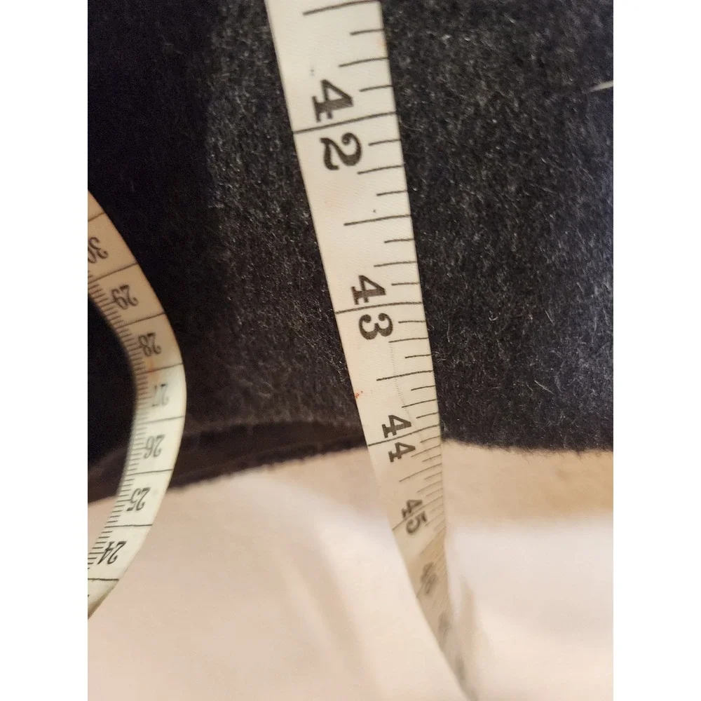 vtg Vintage KAREN Womens Wool Cashmere Long Coat Charcoal Double Breasted 44